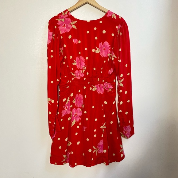 Free People Date Night Floral Polka Dot Mini Dress in Strawberry - Picture 7 of 7